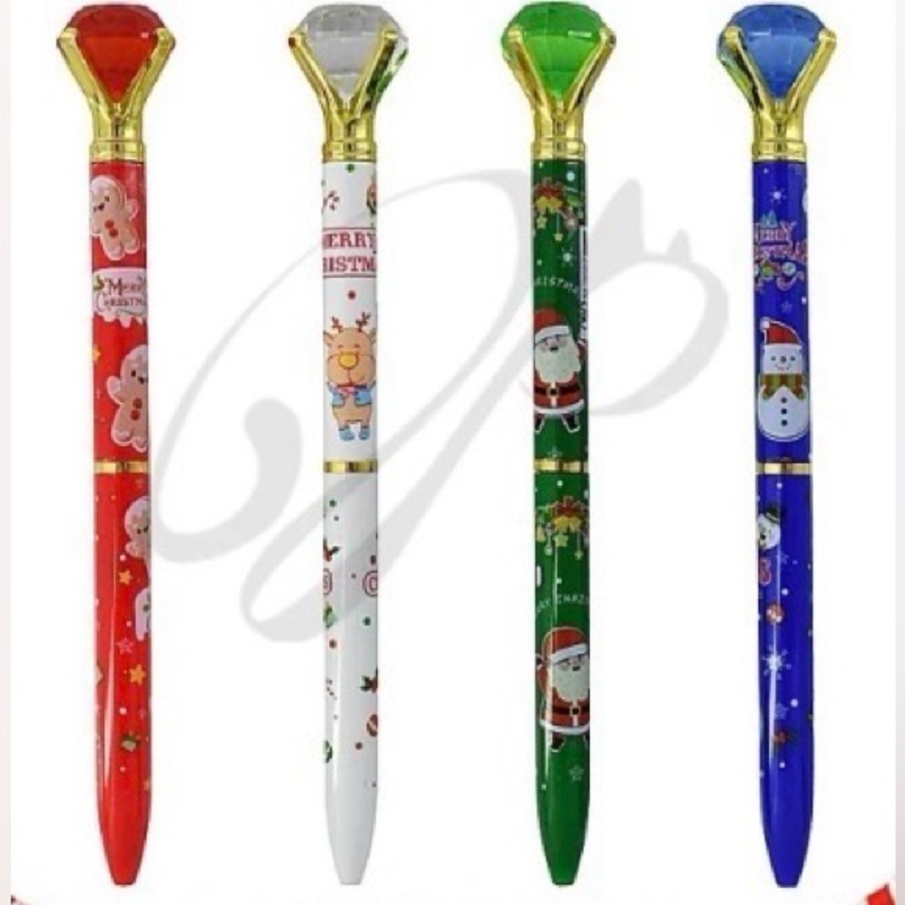 PICK ONE Festive Christmas Pens with Gem Tops
